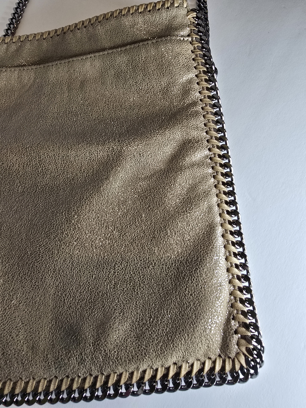 Stella McCartney Taupe Shiny Chain-Trim Crossbody - Picture 8 of 12